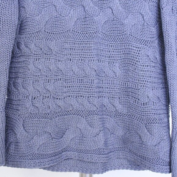 Banana Republic Wool Alpaca Blend‎ Purple Cowlneck Cable Knit Sweater Sz M - Picture 3 of 11